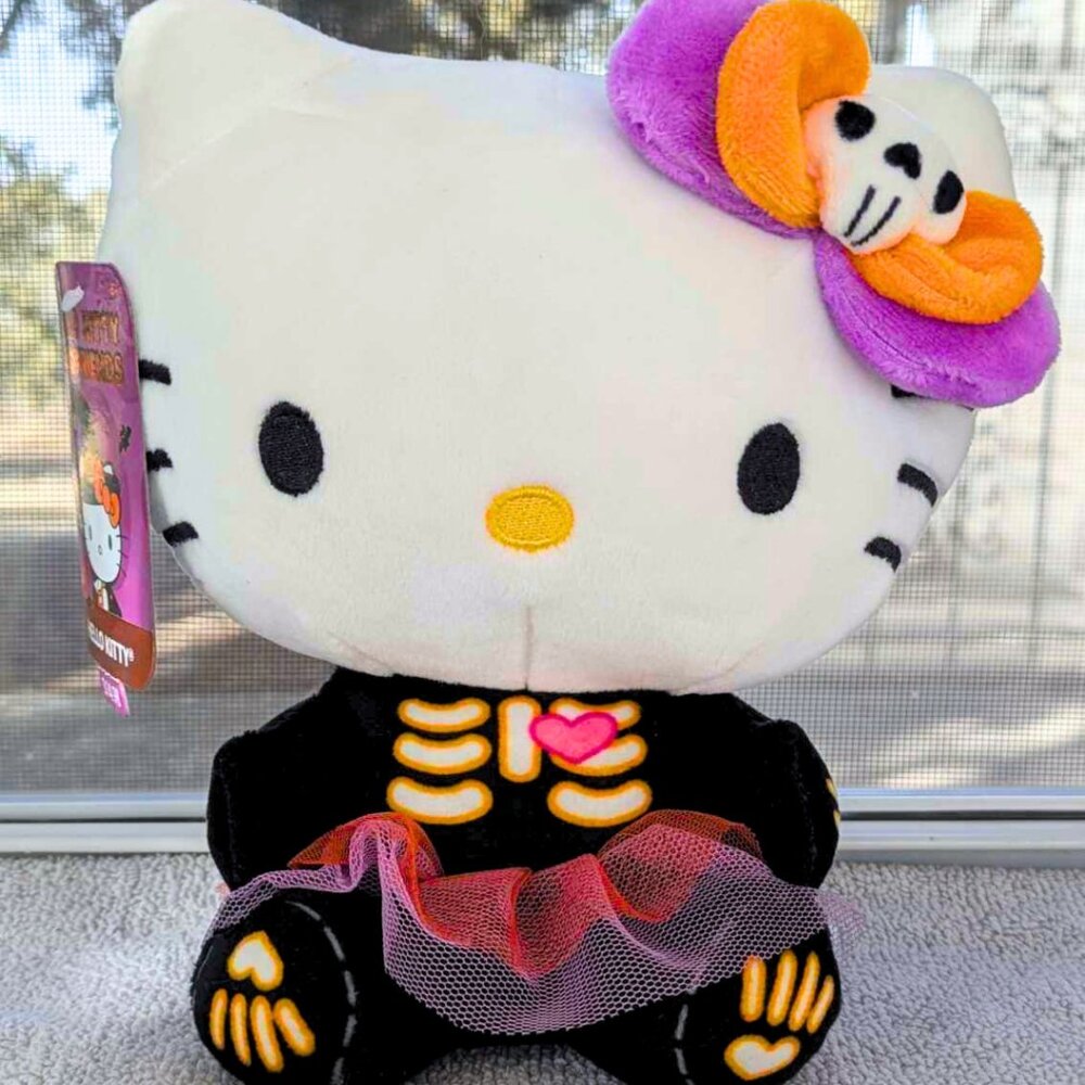 8" Spooky Hello Kitty in Skeleton Halloween Costume Plush